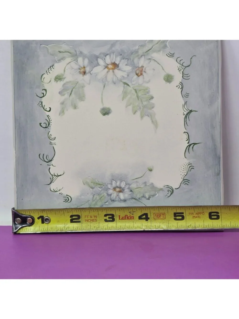 Hand-Painted‎ Ceramic Tile With Daisy Floral Design Signed By Artist 1994